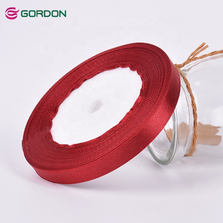 Gordon Ribbons China Supplier 196 Stock Color Custom Size Polyester Single/Double  Face Satin Ribbon For Sale Printable