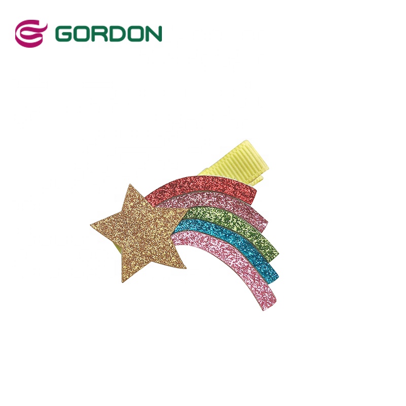 Gordon Ribbons China Supplier Wholesale Handmade Cute Star Hair Bow Hairpin Bow Clips Bling Hair Bow For Children Girls
