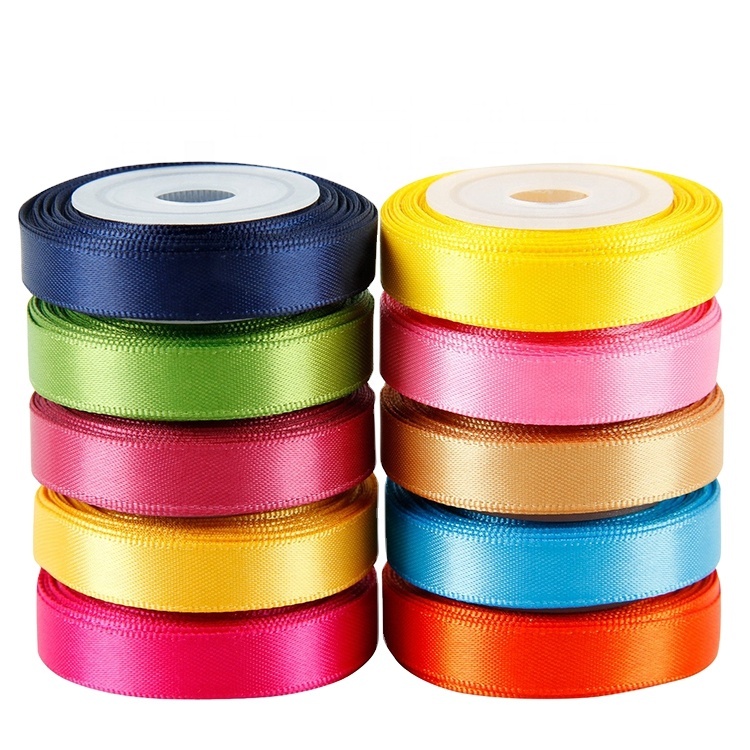 Gordon Ribbons Cinta 25mm 100% Polyester Double Face  Satin Ribbon Used For Gift Packing 196 stock colors solid color