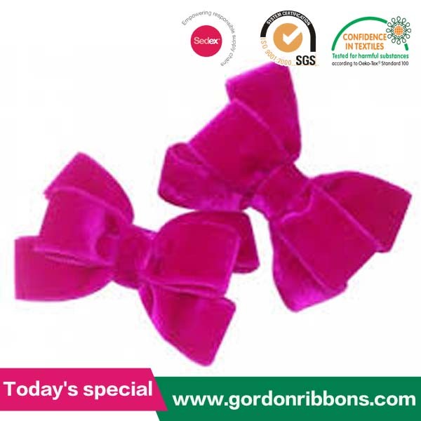 Gordon Ribbons Cinta De Terciopelo Crushed Velvet Ribbon Kids Hair Clips Wrapped Ribbons lovely hair bow  Baby girl hair bows