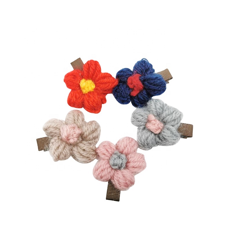Gordon Ribbons Compound Mini Bow Cute Crochet Bows Knitted Head Flower Clip For Kids Children Baby Hair