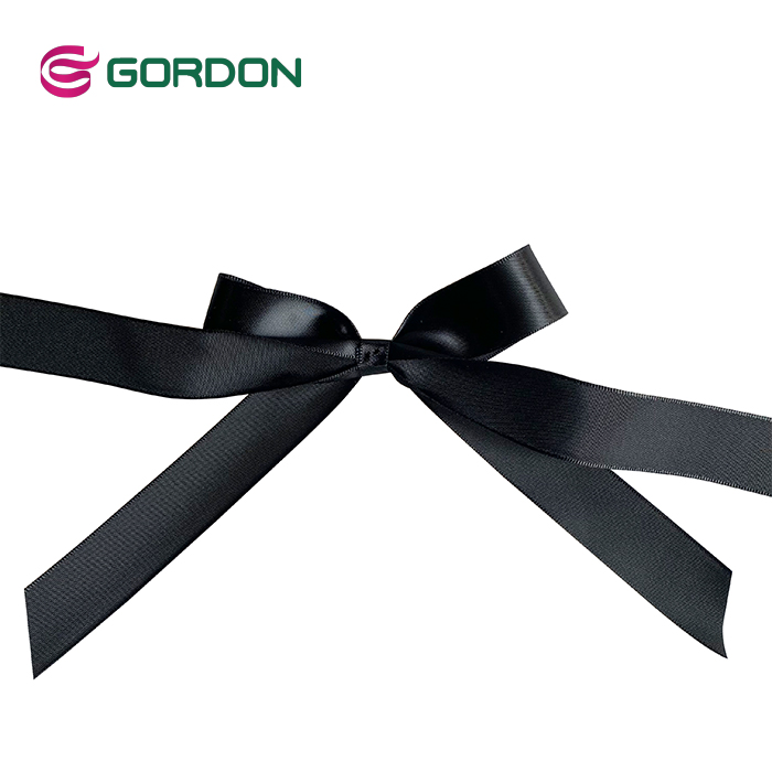 Gordon Ribbons Customized Gift Packing Bow Wine Bottle Neck Pre-made Bow With Double Faced Adhesive Tape On