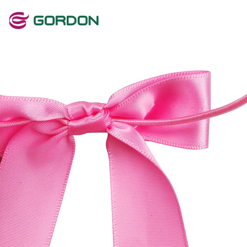 Gordon Ribbons Customized Pre-tie Satin Bow With Elastic Band For Gift Packing