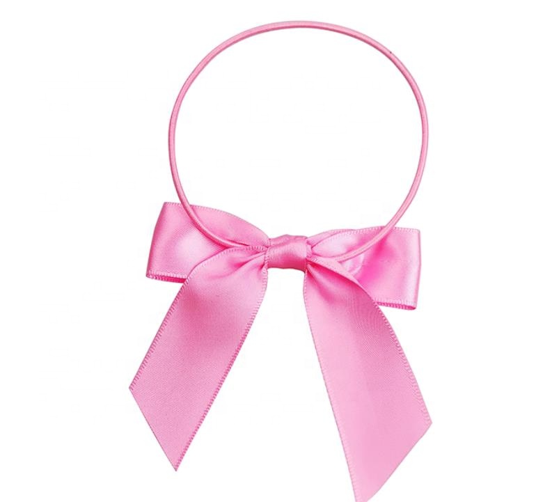 Gordon Ribbons Customized Pre-tie Satin Bow With Elastic Band For Gift Packing