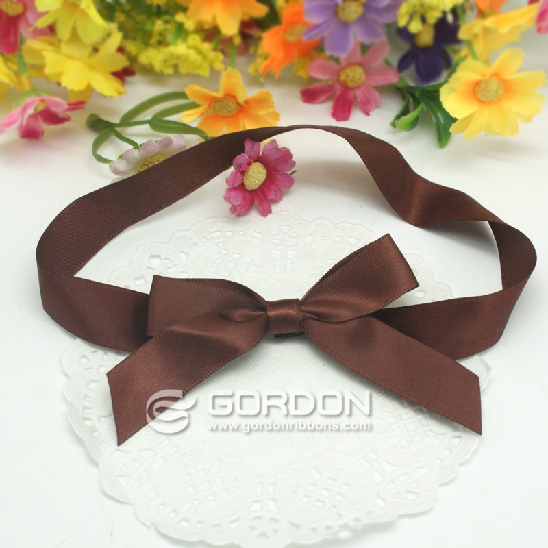 Gordon Ribbons Customized Size Solid Color Pull Bow Satin Grosgrain Ribbon Packing Bow Twist Tie Bows Wit Elastic Loop