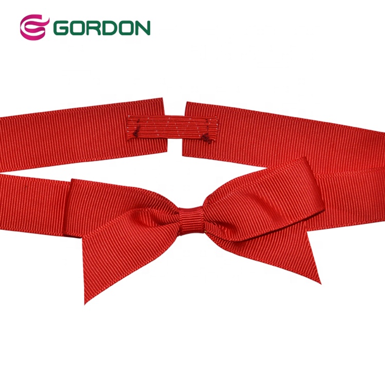 Gordon Ribbons Customized Size Solid Color Pull Bow Satin Grosgrain Ribbon Packing Bow Twist Tie Bows Wit Elastic Loop