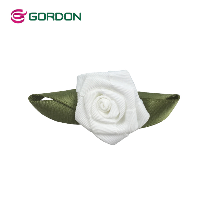 Gordon Ribbons Eid 100% polyester custom size and color  all kinds of mini ribbon rose with green leaves for decoration
