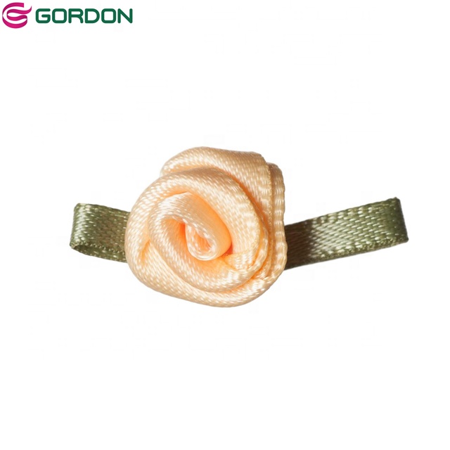 Gordon Ribbons Eid 100% polyester custom size and color  all kinds of mini ribbon rose with green leaves for decoration
