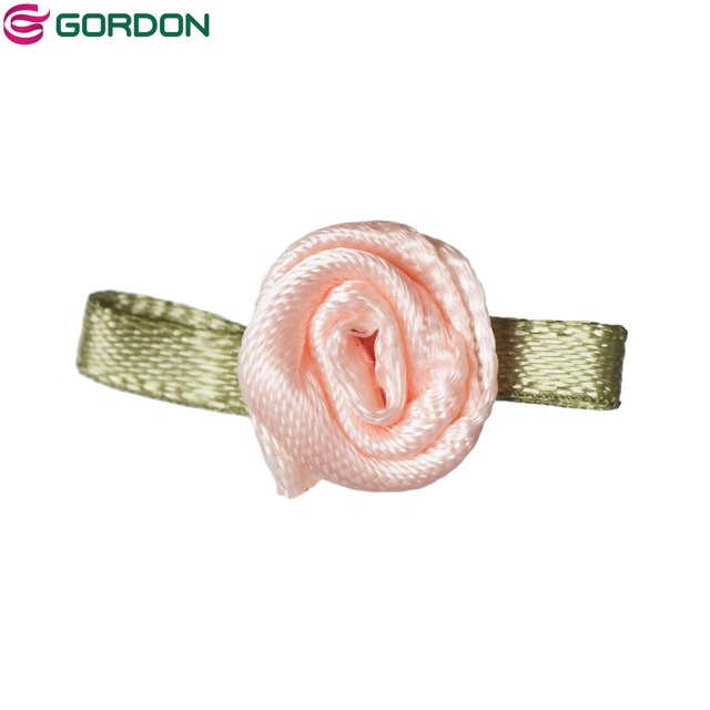 Gordon Ribbons Eid 100% polyester custom size and color  all kinds of mini ribbon rose with green leaves for decoration