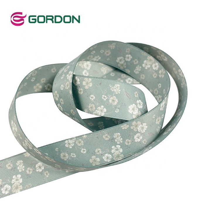 Gordon Ribbons Factory Matte Effect Print Satin Ribbon Flora Print Full-Dull Satin Ribbon With Double Side Heat-Transfer Print