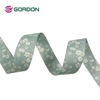 Gordon Ribbons Factory Matte Effect Print Satin Ribbon Flora Print Full-Dull Satin Ribbon With Double Side Heat-Transfer Print
