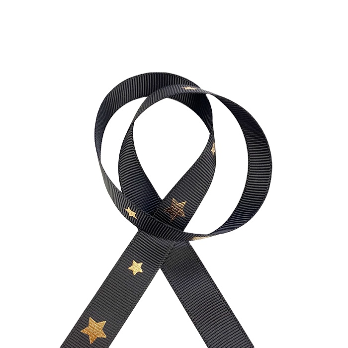 Gordon Ribbons Fita De Cetim Grosgrain Ribbon Designer Custom Printed Logo Or Stars Gold  Foil  Silver Foil Print