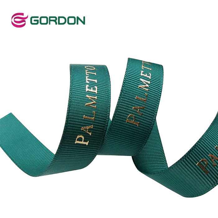 Gordon Ribbons Fita De Cetim Grosgrain Ribbon Designer Custom Printed Logo Or Stars Gold  Foil  Silver Foil Print