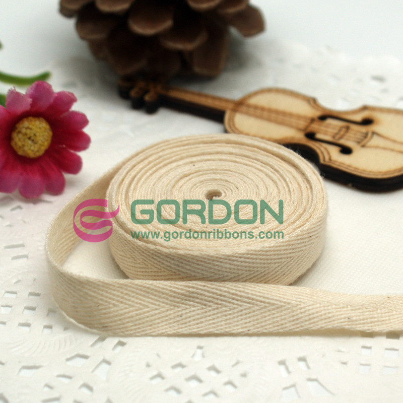 Gordon Ribbons Floral Raised Embroidery Blush Natural Cotton Ribbons