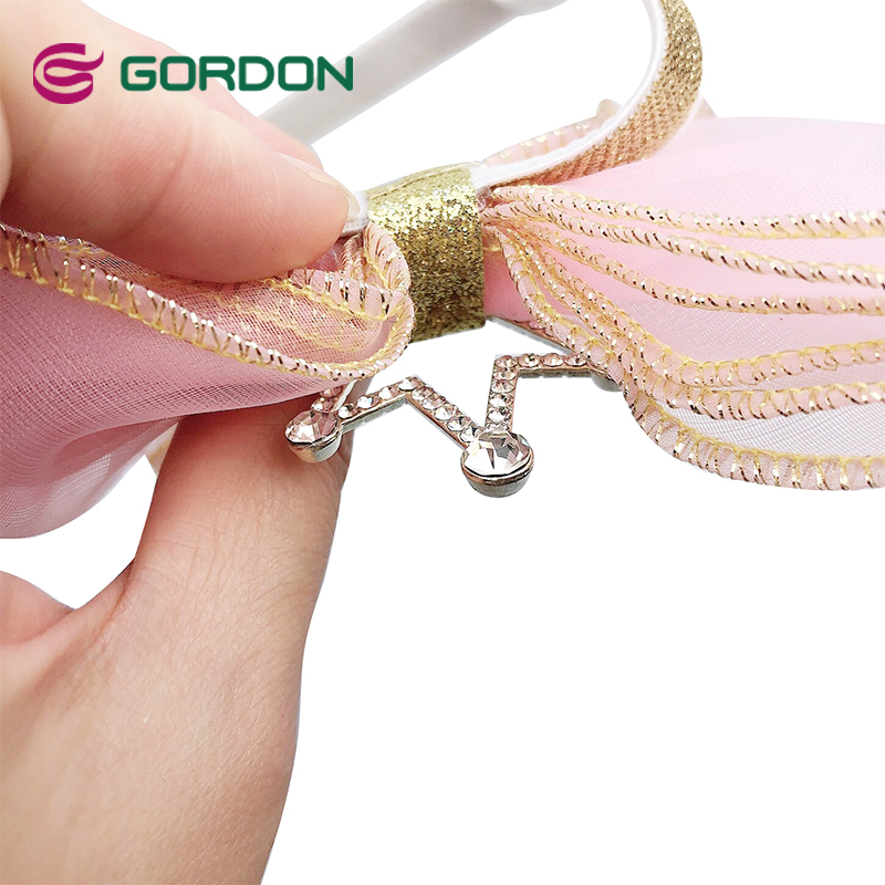 Gordon Ribbons Gauze Ribbons Rhinestone Hair Clips Synthetic Clip In Hair Extensions With Elastic Band