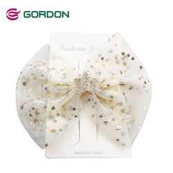 Gordon Ribbons Grenadine Rhinestone Hair Clip Packaging With Glitter Star Kid Hair Bow Clips Set