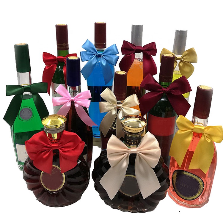 Gordon Ribbons Grosgrain Ribbon Red 38mm Wine Bottle Neck Satin Packing Bow Perfume Bottle Decoration Bow With Elastics