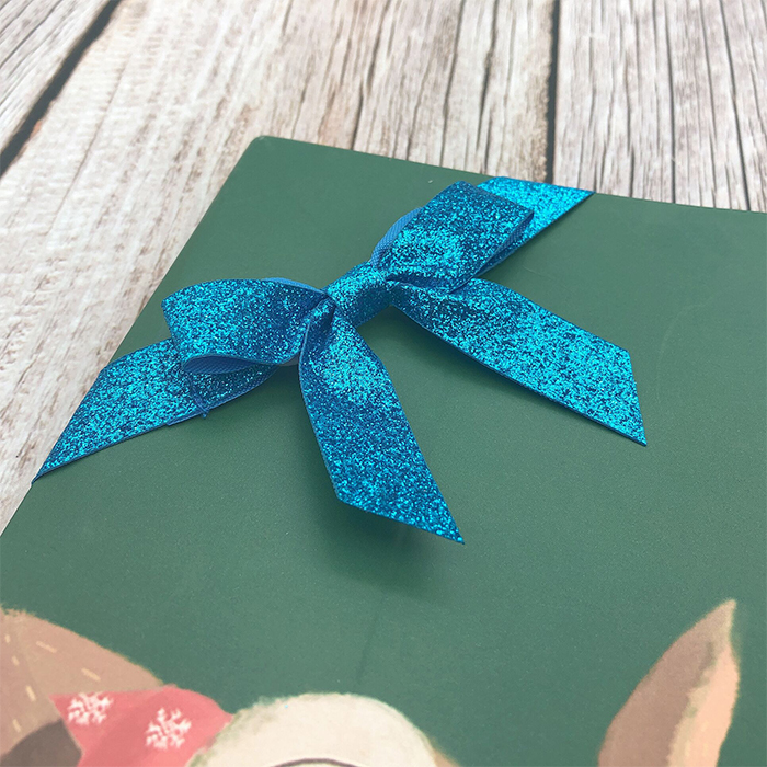Gordon Ribbons Handmade Glitter Pre-tied Bow for Gift Box Decoration