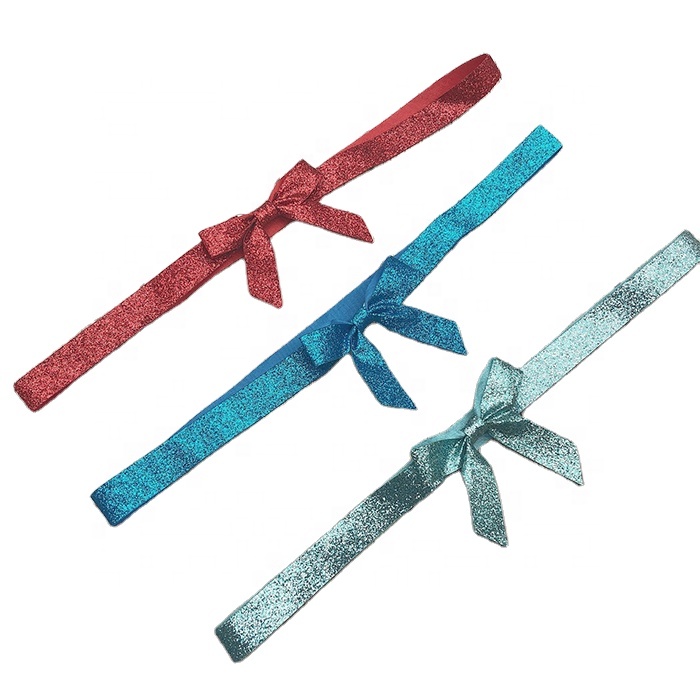 Gordon Ribbons Handmade Glitter Pre-tied Bow for Gift Box Decoration