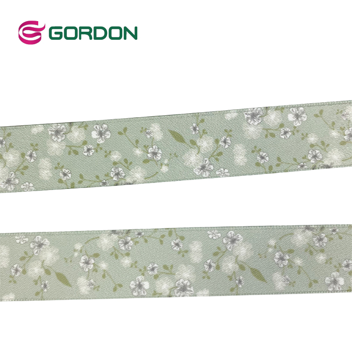 Gordon Ribbons High Quality 19mm Matt Print Flora Print Full Dull Double Face Satin Ribbon With Double Side Heat-Transfer Print