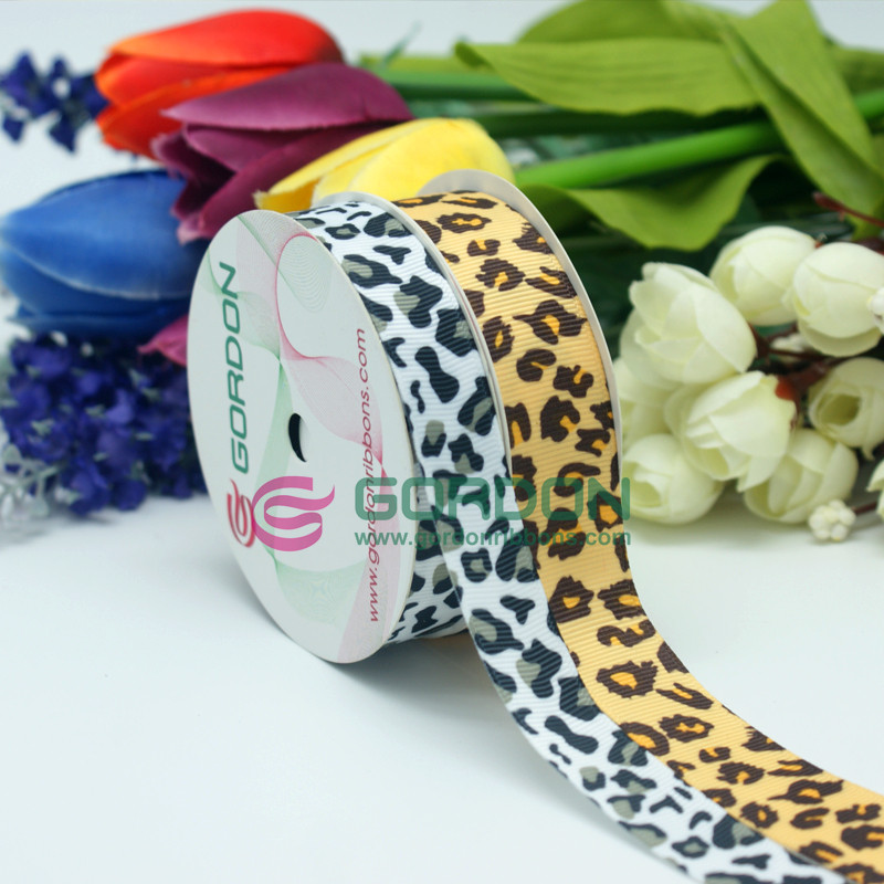 Gordon Ribbons Jaccuard Leopard Pu Leather Tape Ribbons