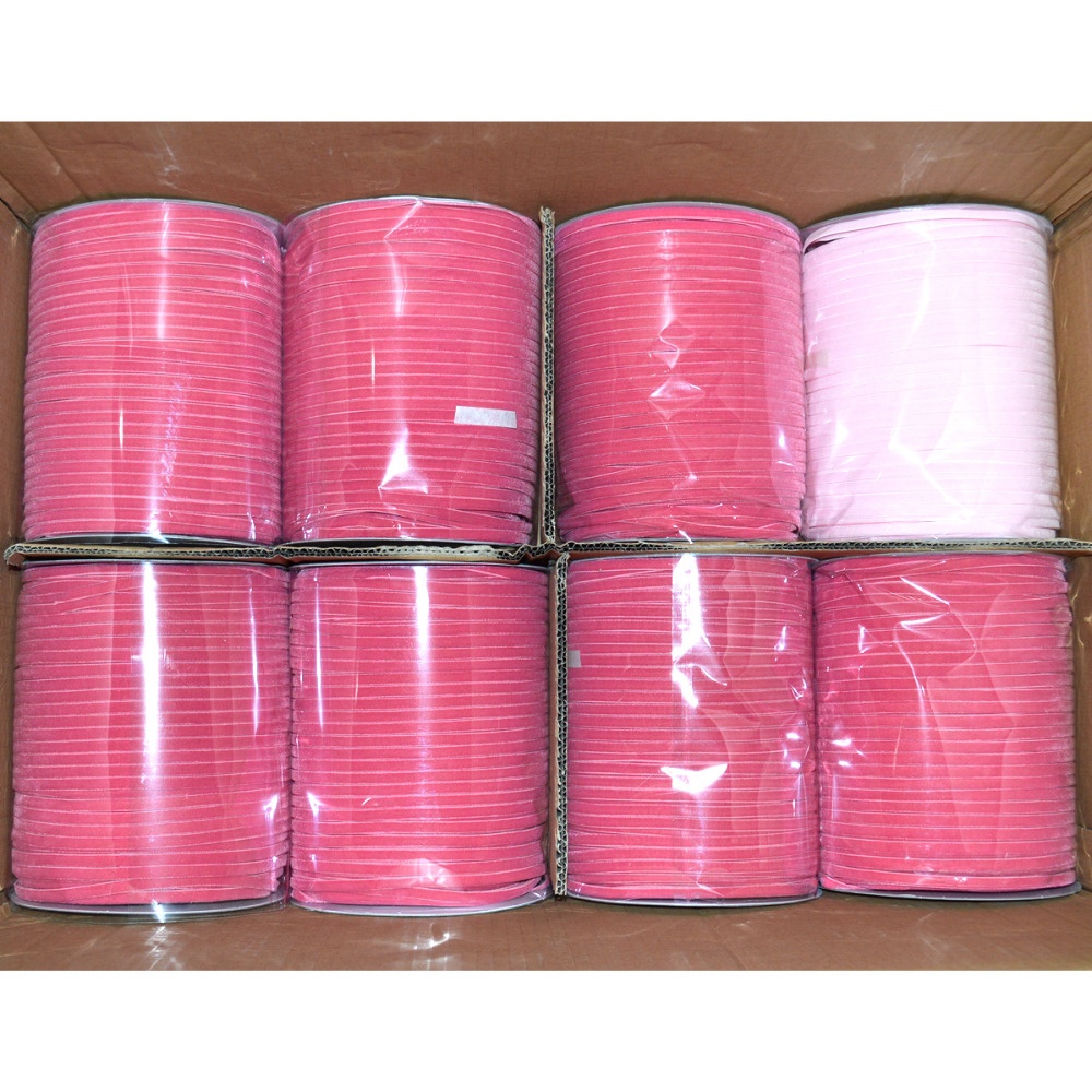 Gordon Ribbons Japanese Velvet Wholesale 6MM Pink Thin French Velvet Ribbon Nylon Velvet Ribbon Sheer