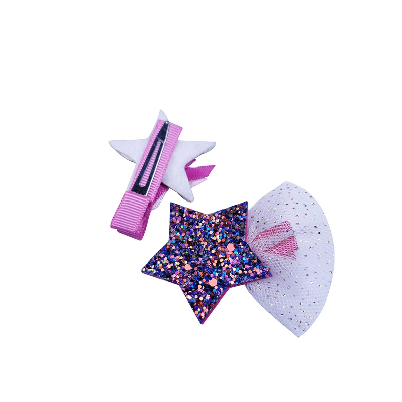 Gordon Ribbons Korean Hair Ribbon wholesale hairpin bow clips bling shiny star hair bow for children girls
