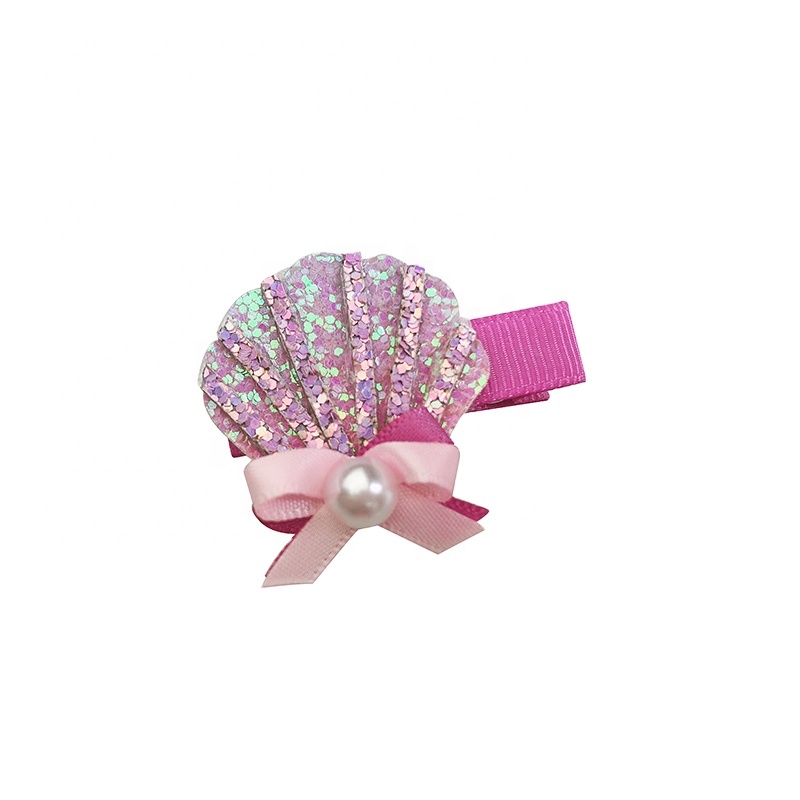 Gordon Ribbons Mario Ribbon Caracters Girls Ribbon Bows Baby Girl Pink Shiny Shell Hair Bows  With Clips And Pearl