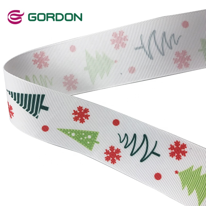 Gordon Ribbons Personalized 3/4 Inch Printed Logo Satin Ribbon Celebrate For Gift Wrapping Christmas Ribbon Decoration