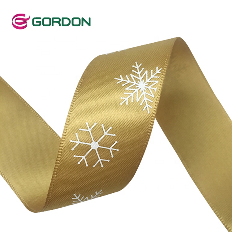 Gordon Ribbons Personalized 3/4 Inch Printed Logo Satin Ribbon Celebrate For Gift Wrapping Christmas Ribbon Decoration