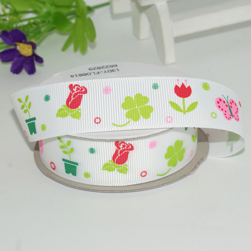 Gordon Ribbons Pink Floral With Lace Edge Made In France Double Color Or Tricolor Grosgrain Ribbons