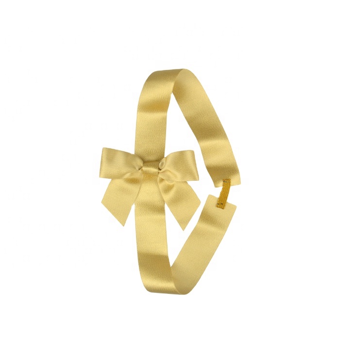 Gordon Ribbons Pre-tied Elastic Gold Satin Ribbon Bow for Gift Packing