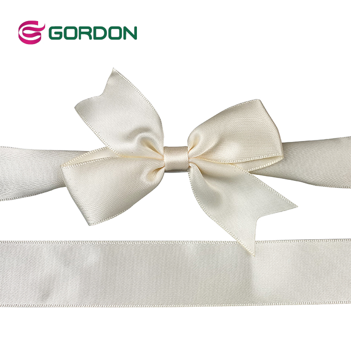 Gordon Ribbons Pre-tied Elastic Gold Satin Ribbon Bow for Gift Packing
