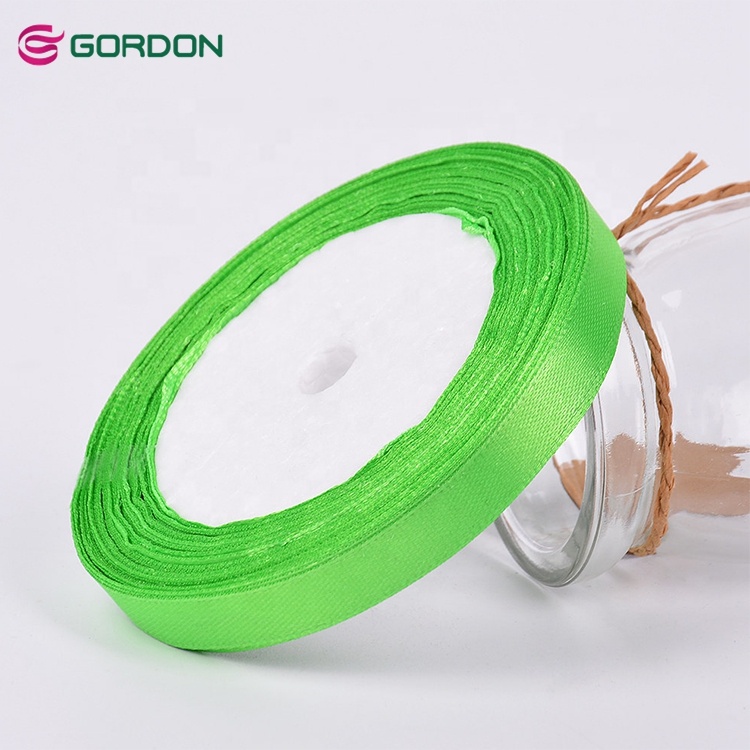 Gordon Ribbons Ruban  Custom size and color Polyester 3/8 Single/Double Face Satin Ribbon Used For Decoration Gift Wrapping tape