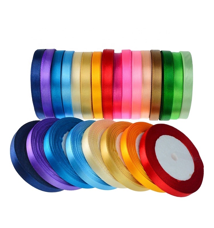 Gordon Ribbons Ruban  Custom size and color Polyester 3/8 Single/Double Face Satin Ribbon Used For Decoration Gift Wrapping tape