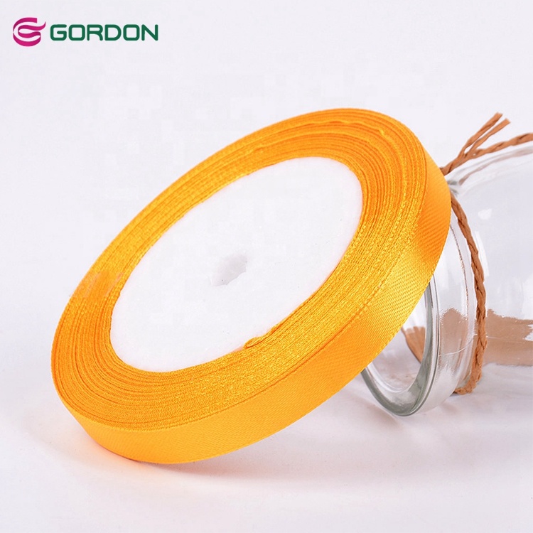 Gordon Ribbons Ruban  Custom size and color Polyester 3/8 Single/Double Face Satin Ribbon Used For Decoration Gift Wrapping tape