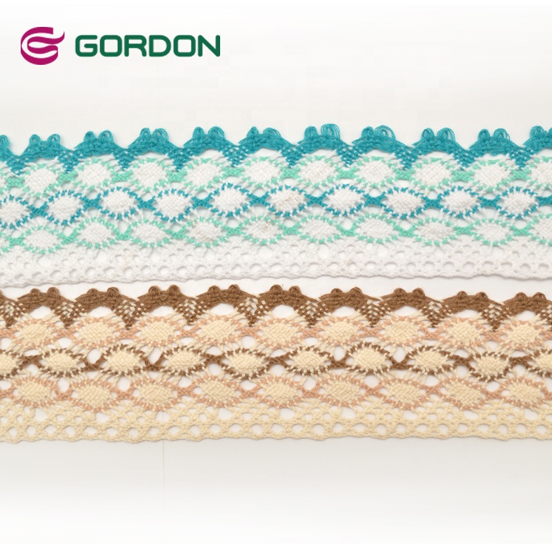 Gordon Ribbons Wholesale High Quality 100% Cotton Colorful Cotton Lace Crocheted Lace Trimmings For  Garment & Home Textile