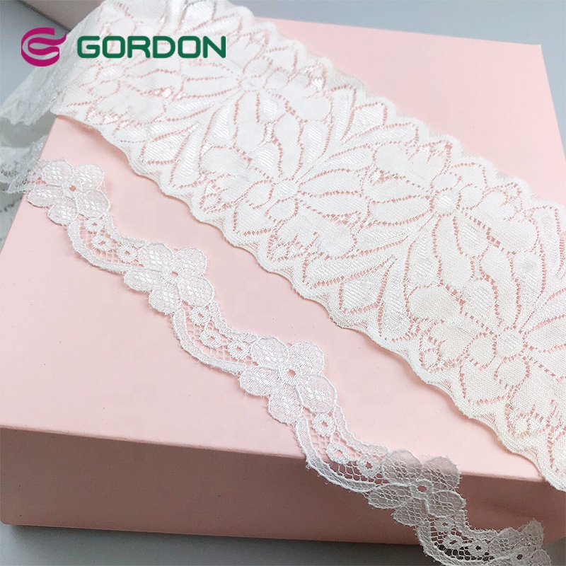 Gordon Ribbons Wholesale Lingerie Spandex Elastic Lace Embroidery Braided Trims Scallop Ribbon