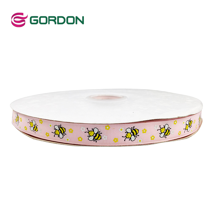 Gordon Ribbons Wired Bees Pink Custom Ribbons