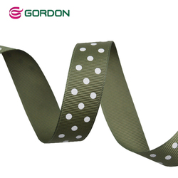Gordon Ribbons Wired Leopard Print  Braided 100% polyester grosgrain ribbon with one color screen ink printed polka dots  ribbon