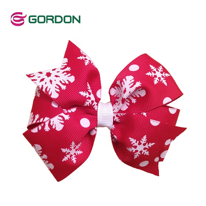 Hot Sale Girl Hair Accessories Ribbon Printed Grosgrain Ribbon Hair Bow Plain Hair Clip