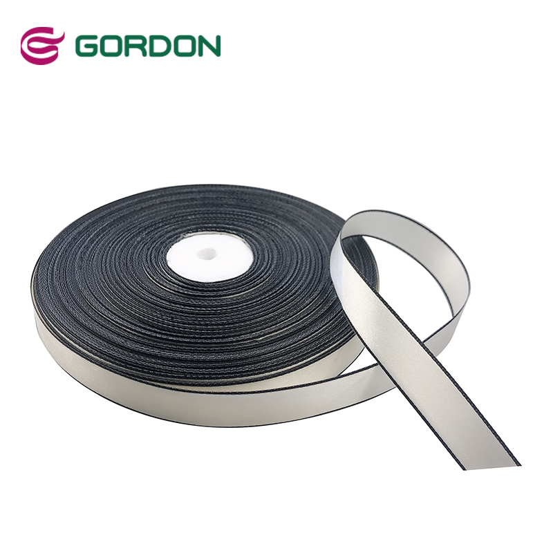 In Stock 16mm Ribbon Yards Black Edging Satin Ribbon Roll Designer Ribbon