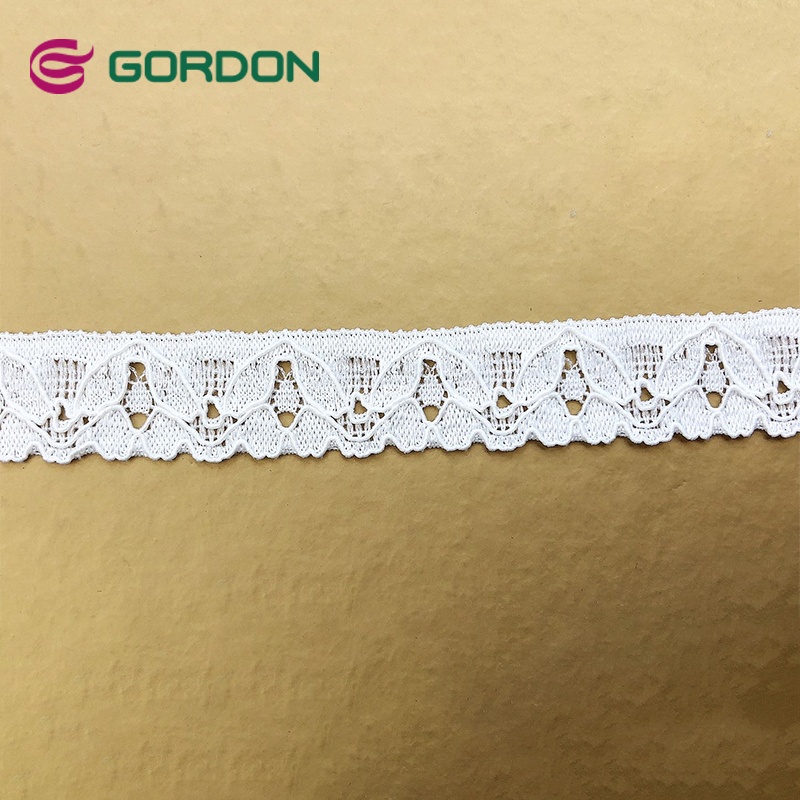 In Stock 3cm Wide Elastic Ivory Lace Fabric Luxury Stretchy Lace Trim for Garment