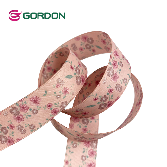Manufacturer OEM Ruban Silk Double Face Satin Ribbon Florist With Heat Transfer Print Festival Gift Decorative Ribbon