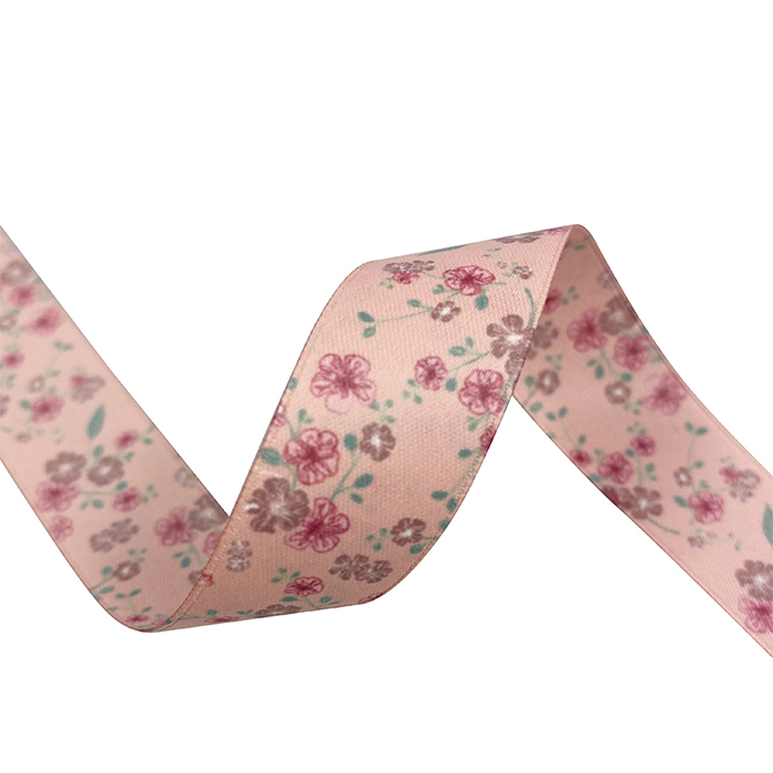 Manufacturer OEM Ruban Silk Double Face Satin Ribbon Florist With Heat Transfer Print Festival Gift Decorative Ribbon
