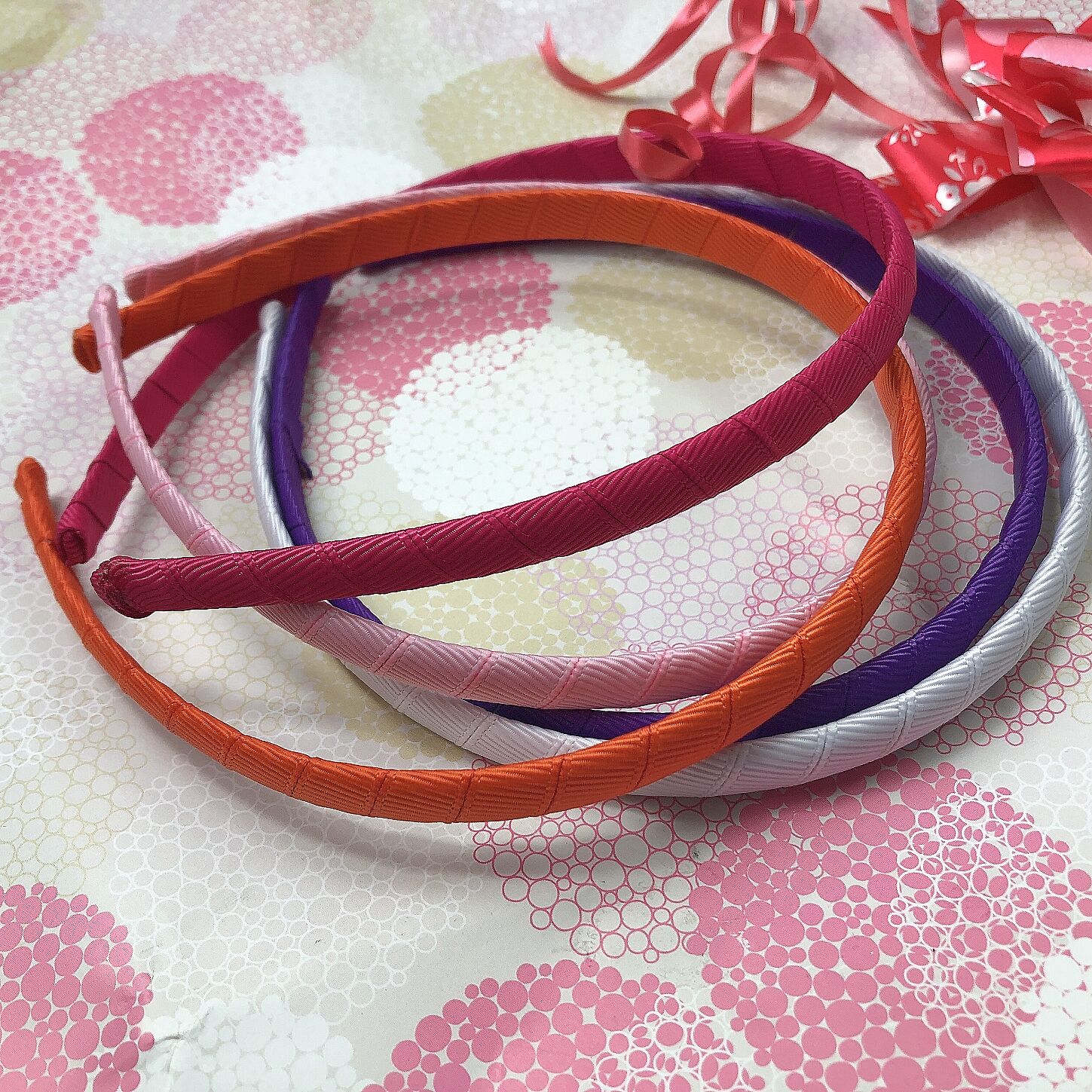 Multi Color Hair Band for kids Grosgrain Ribbon Wound around