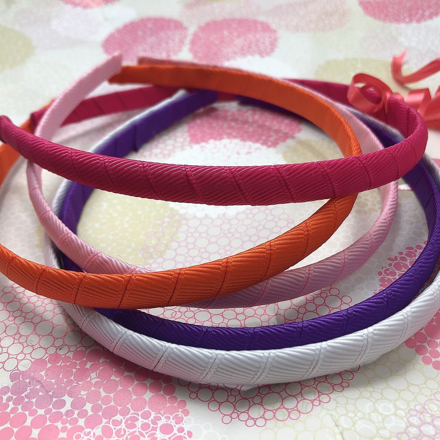 Multi Color Hair Band for kids Grosgrain Ribbon Wound around