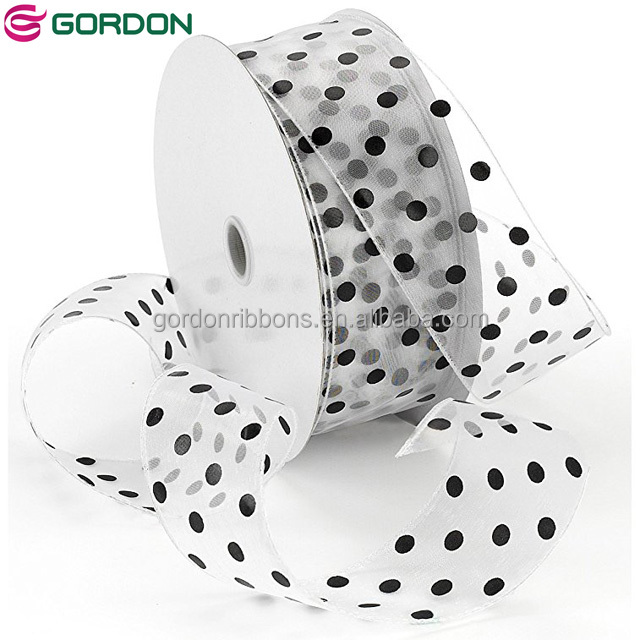 Personalized Polka Dot Printing Sheer ribbon