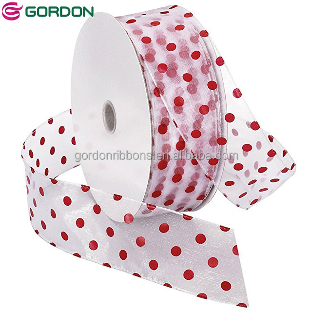 Personalized Polka Dot Printing Sheer ribbon