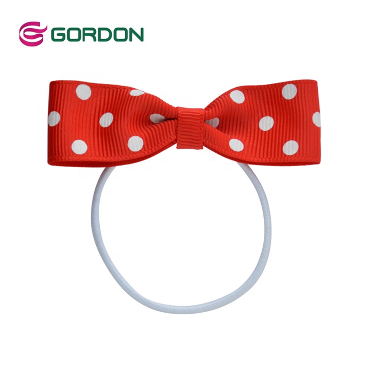 Polka Dot Pre-tied Grosgrain Ribbon Bow with Elastic Loop for Christmas Gift Wrapping